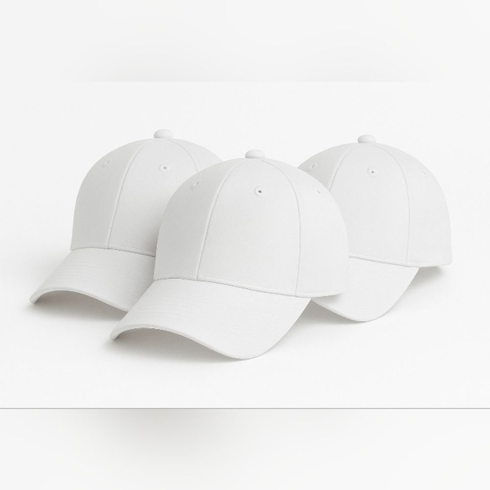 3 Pack White Structured Baseball Caps – Blank Adjustable Hats – Ideal for Embroi